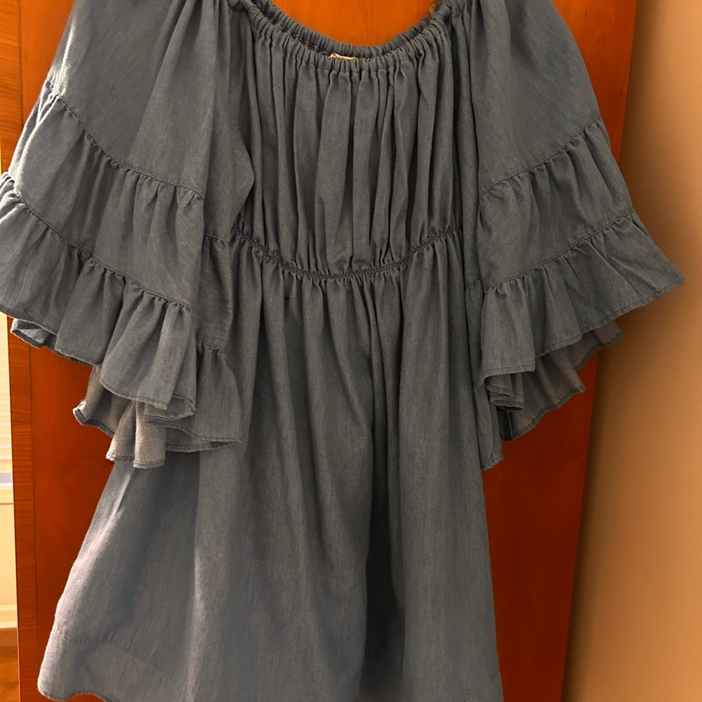 Blue Ruffled Women's Top